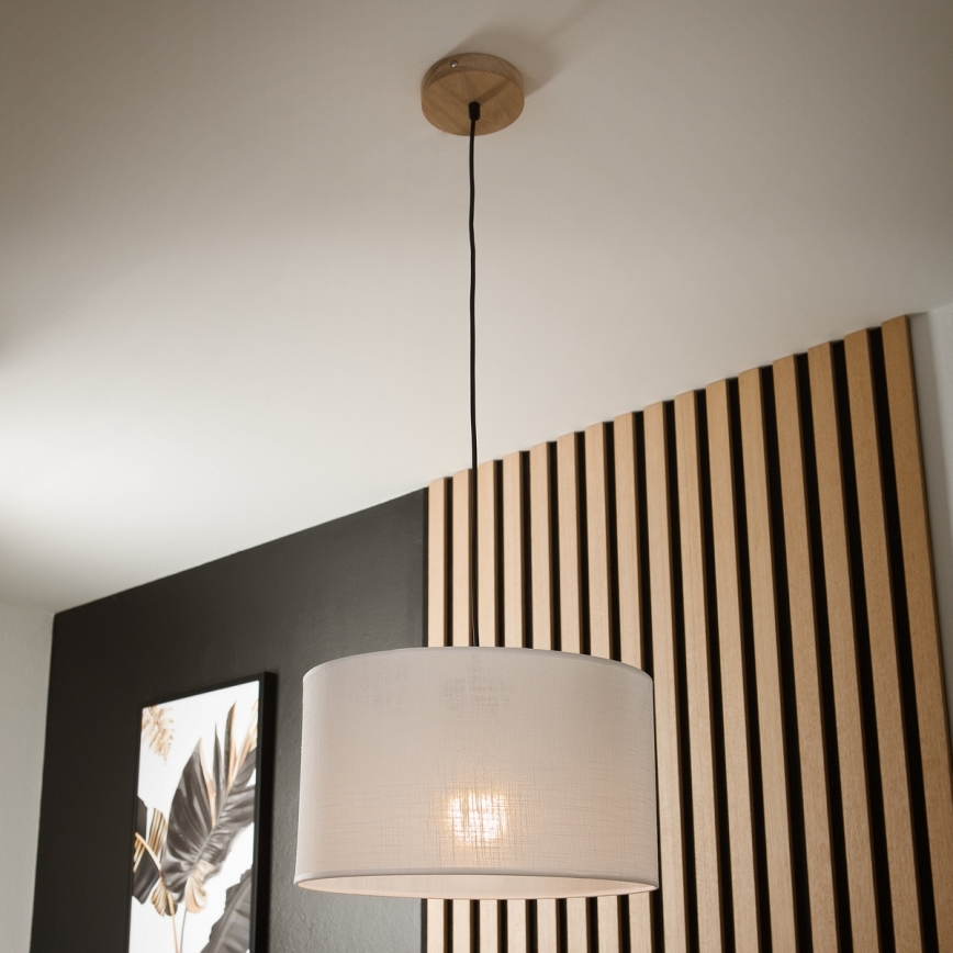 Brilagi - LED Candeeiro suspenso ANTHONY 1xE27/60W/230V carvalho/branco