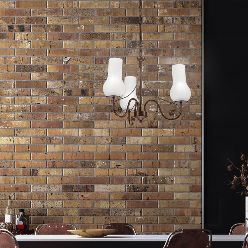 Brilagi - LED Candeeiro suspenso COTTAGE 3xE14/40W/230V castanho/branco
