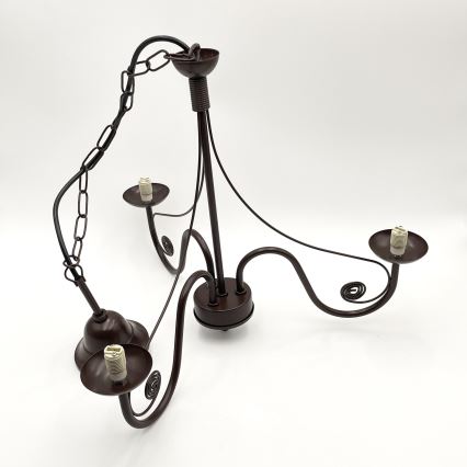 Brilagi - LED Candeeiro suspenso COTTAGE 3xG9/40W/230V castanho/branco