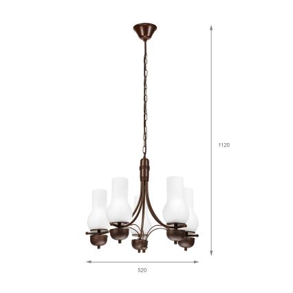 Brilagi - LED Candeeiro suspenso COTTAGE 5xE14/40W/230V carvalho/branco
