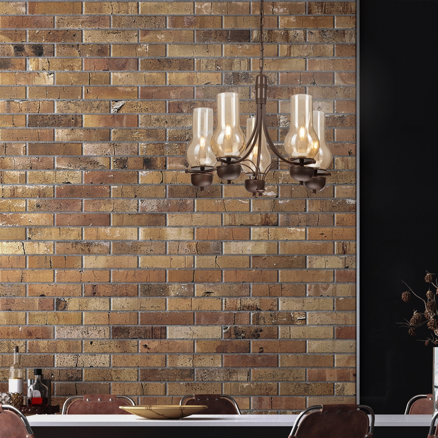 Brilagi - LED Candeeiro suspenso COTTAGE 5xE14/40W/230V carvalho/castanho