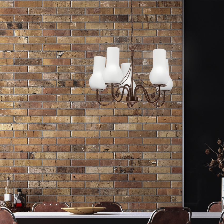 Brilagi - LED Candeeiro suspenso COTTAGE 5xE14/40W/230V castanho/branco