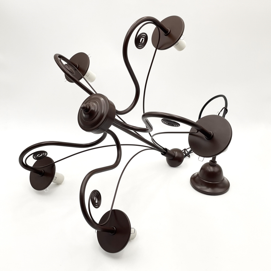 Brilagi - LED Candeeiro suspenso COTTAGE 5xE14/40W/230V castanho/branco