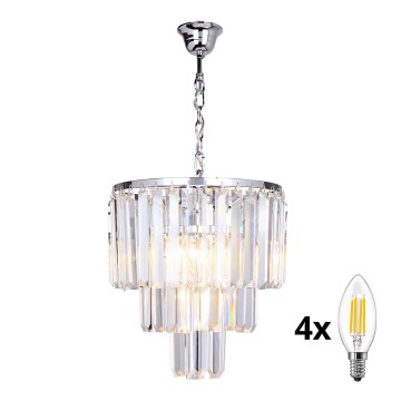 Brilagi - LED Candeeiro suspenso de cristal MOZART 4xE14/40W/230V cromado brilhante