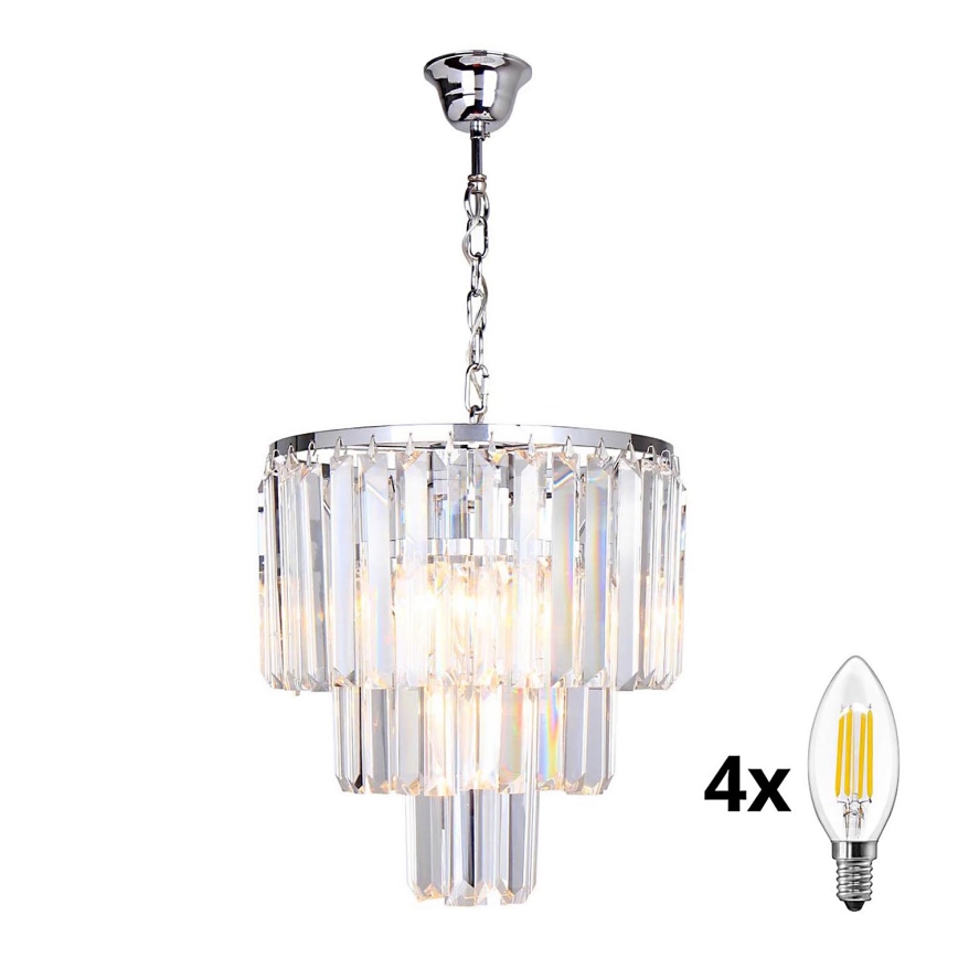Brilagi - LED Candeeiro suspenso de cristal MOZART 4xE14/40W/230V cromado brilhante