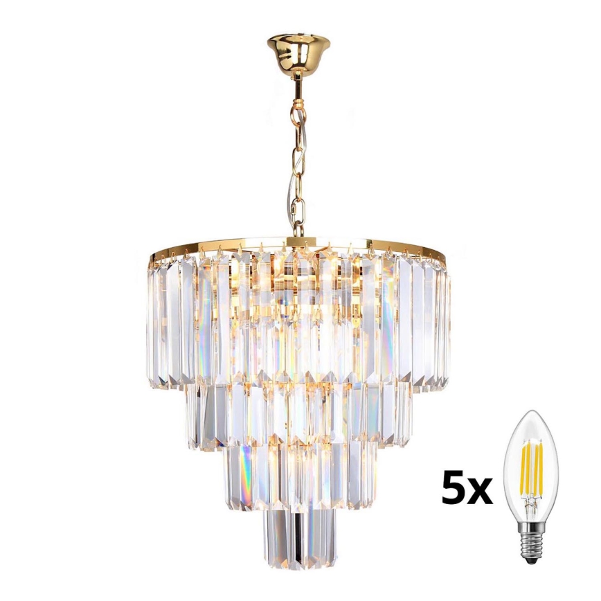 Brilagi - LED Candeeiro suspenso de cristal MOZART 5xE14/40W/230V dourado