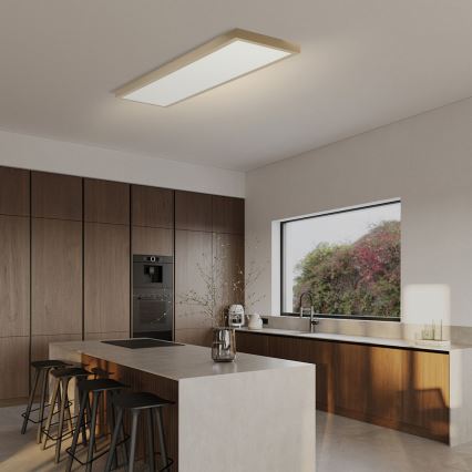 Brilagi - Candeeiro de tecto para casa de banho LED dimerizável FRAME SMART LED/50W/230V 120x30 cm 3000-6000K IP44 bege + controlo remoto