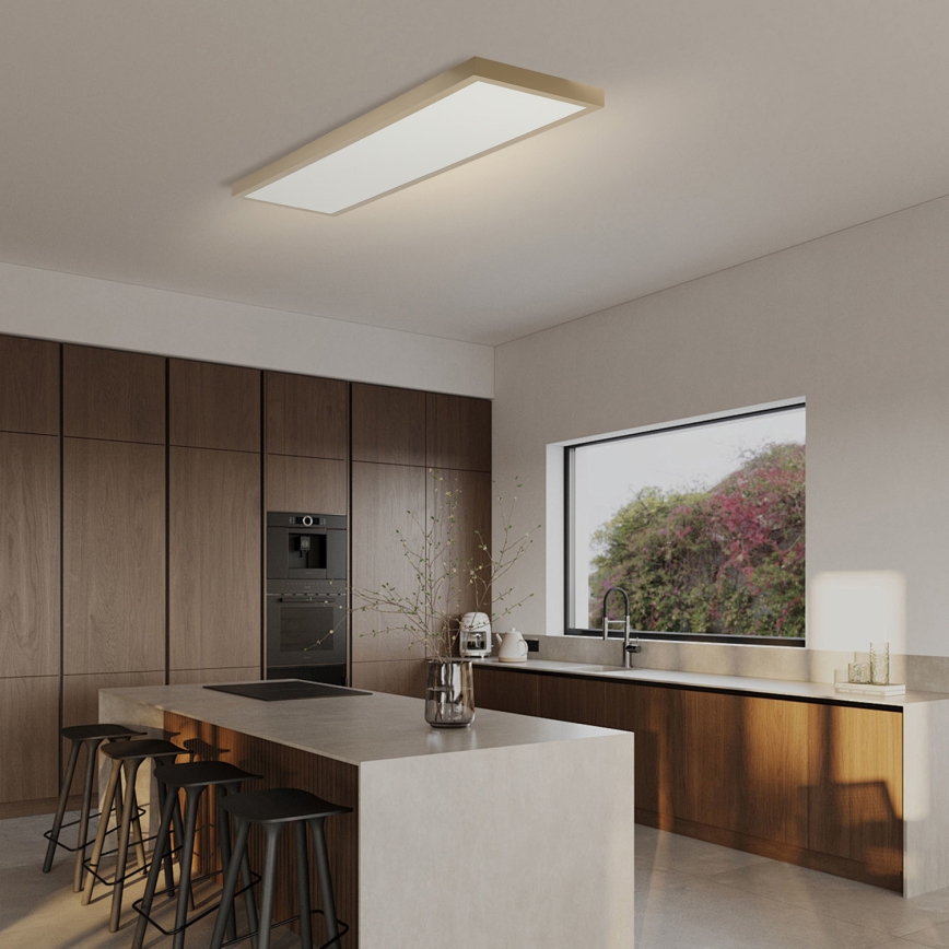 Brilagi - Candeeiro de tecto para casa de banho LED dimerizável FRAME SMART LED/50W/230V 120x30 cm 3000-6000K IP44 bege + controlo remoto