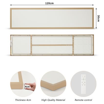 Brilagi - Candeeiro de tecto para casa de banho LED dimerizável FRAME SMART LED/50W/230V 120x30 cm 3000-6000K IP44 bege + controlo remoto