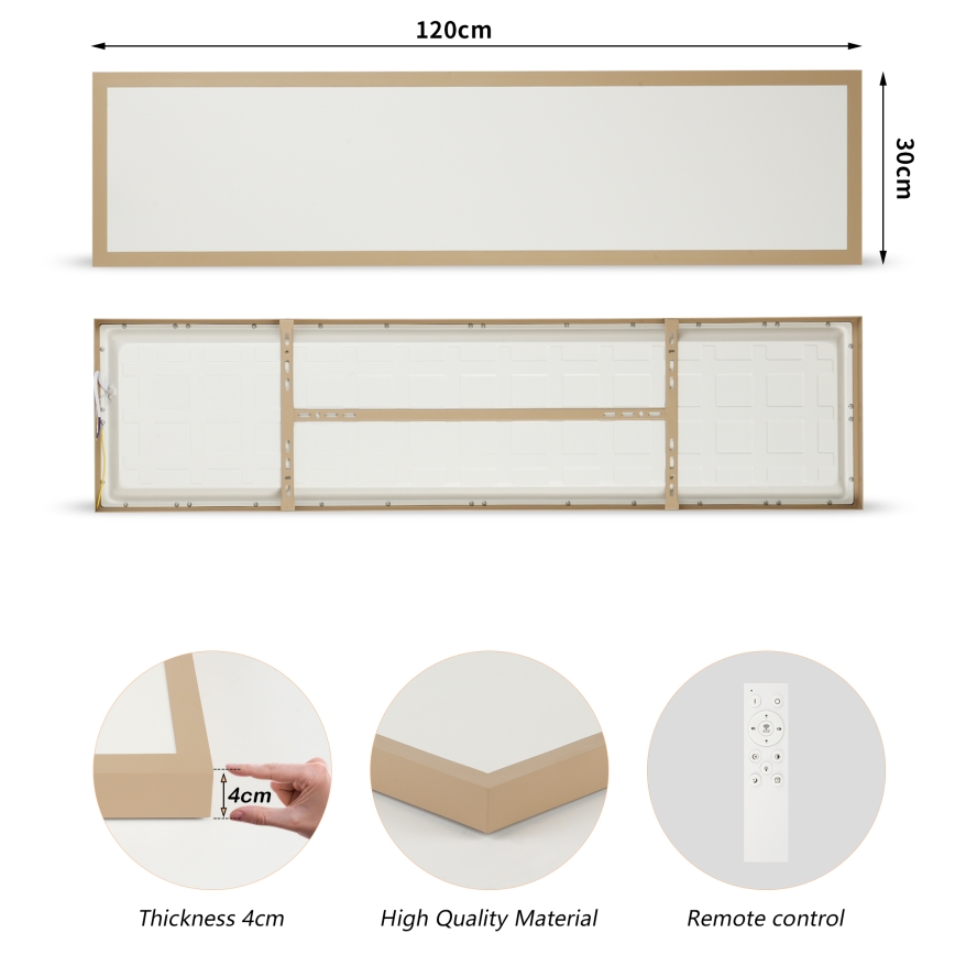 Brilagi - Candeeiro de tecto para casa de banho LED dimerizável FRAME SMART LED/50W/230V 120x30 cm 3000-6000K IP44 bege + controlo remoto