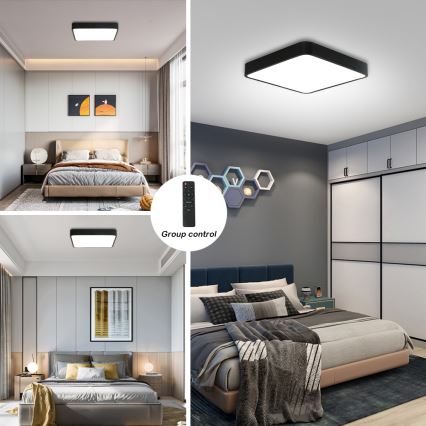 Brilagi - Luminária de teto LED dimmerizável POOL LED/36W/230V 3000-6000K 40x40 cm preta + controlo remoto