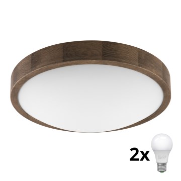 Brilagi - LED Iluminação de teto CARVALHO SLIM 2xE27/60W/230V carvalho diâmetro 37 cm
