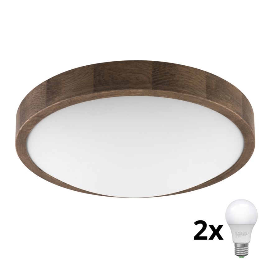 Brilagi - LED Iluminação de teto CARVALHO SLIM 2xE27/60W/230V carvalho diâmetro 37 cm