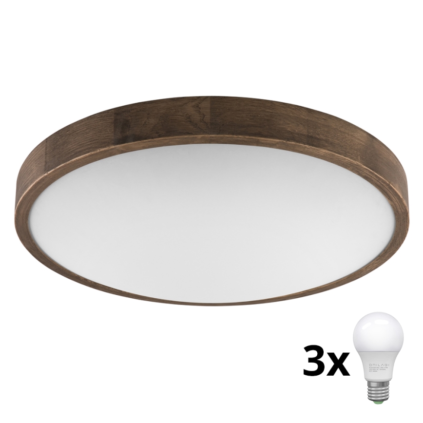 Brilagi - LED Iluminação de teto CARVALHO SLIM 3xE27/60W/230V carvalho diâmetro 47 cm