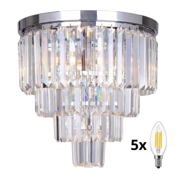 Brilagi - LED Iluminação de teto de cristal MOZART 5xE14/40W/230V cromado brilhante