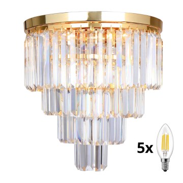 Brilagi - LED Iluminação de teto de cristal MOZART 5xE14/40W/230V dourado