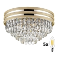 Brilagi - LED Iluminação de teto de cristal VELURE 5xE14/40W/230V dourado