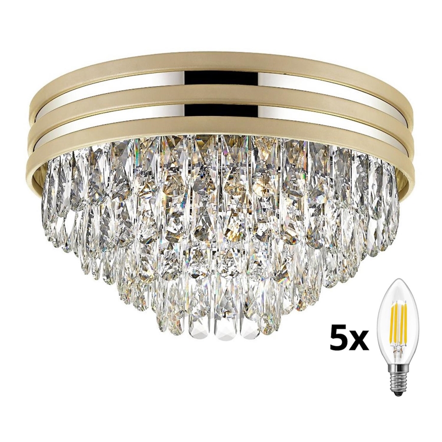 Brilagi - LED Iluminação de teto de cristal VELURE 5xE14/40W/230V dourado