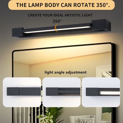 Brilagi - Iluminação LED para espelho de casa de banho AQUA LINE LED/12W/230V 45 cm IP44 preto CRI 90