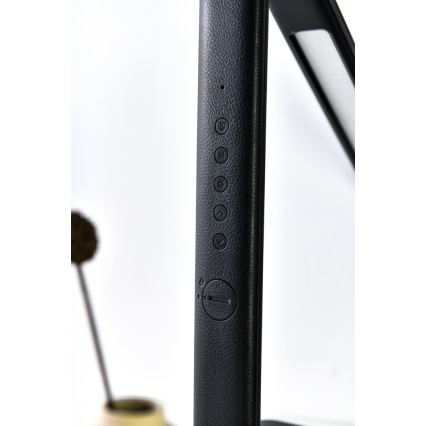 Brilagi - Lâmpada de mesa LED regulável com carregamento sem fio QI e USB REGINA LED/8,5W/230V preta