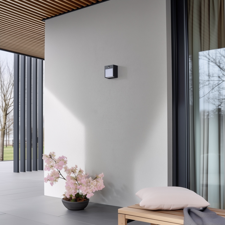 Brilagi - Luminária de parede LED exterior com sensor TERNI LED/12W/230V antracite IP44
