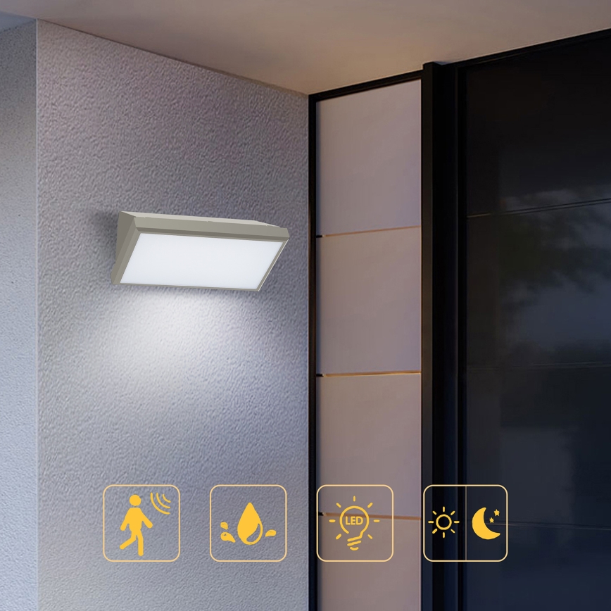 Brilagi - Luminária de parede LED exterior com sensor TRIANGLE LED/20W/230V cinza IP65