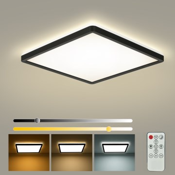 Brilagi - LED Luminária de tecto dimerizável ULTRA SLIM LED/18W/230V 2700-6500K 30x30 cm preta + comando remoto