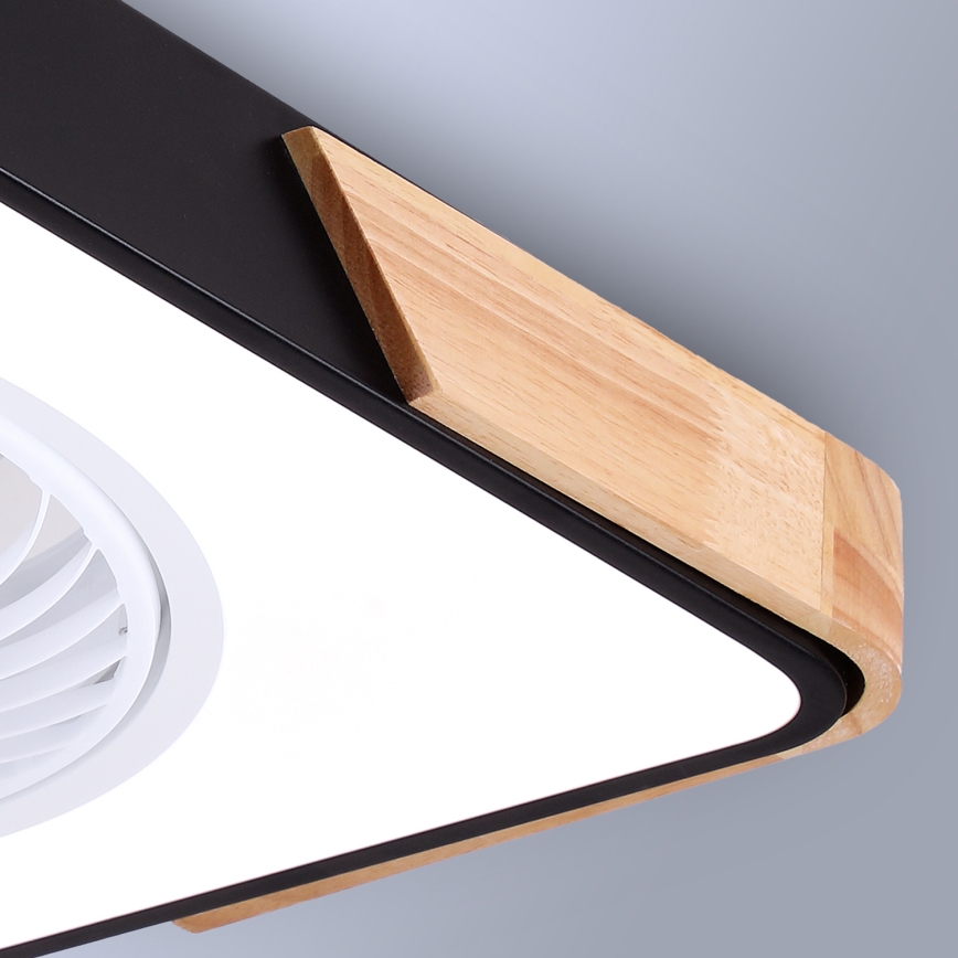 Brilagi - Luminária de teto LED dimmerizável com ventilador LED/30W/230V 3000-6500K preto/carvalho + comando à distância