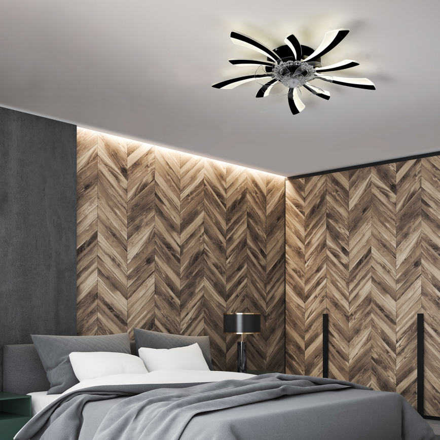 Brilagi - Luminária de teto LED dimmerizável com ventilador LED/50W/230V 3000-6500K preta + controlo remoto