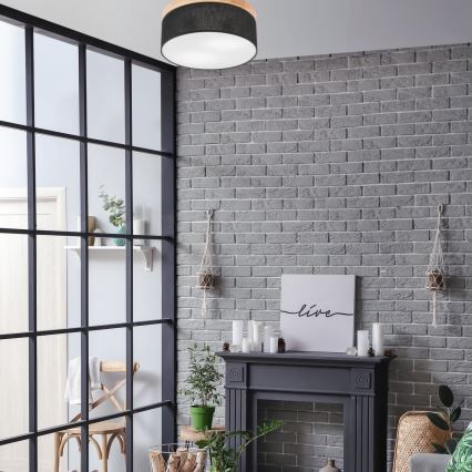 Brilagi - Luminária de Teto LED BELLADONNA 2xE27/15W/230V diâmetro 40 cm preto/pinho