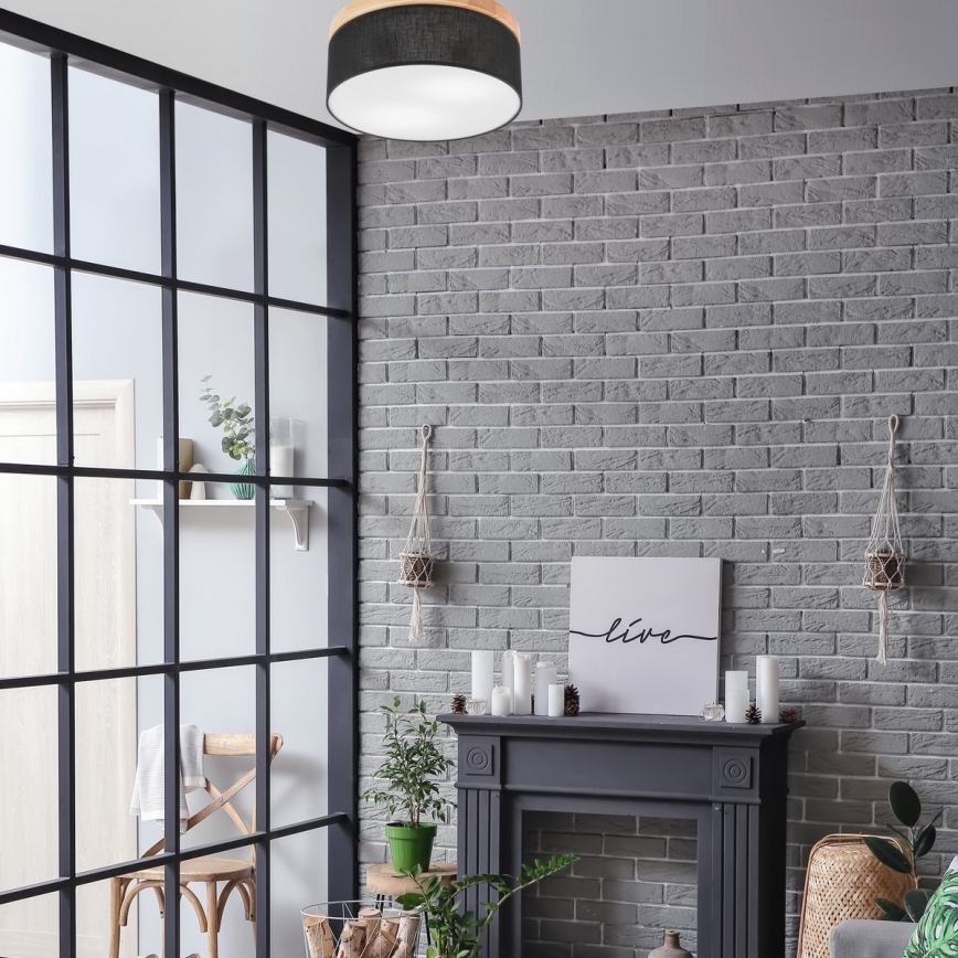 Brilagi - Luminária de Teto LED BELLADONNA 2xE27/15W/230V diâmetro 40 cm preto/pinho