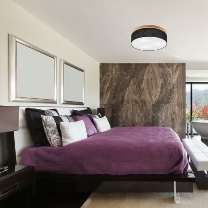 Brilagi - Luminária de Teto LED BELLADONNA 3xE27/15W/230V diâmetro 50 cm preto/carvalho
