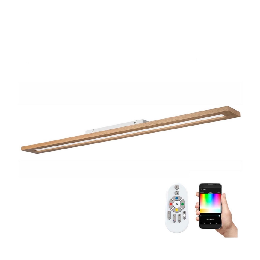 Brilagi - LED RGBW Painel com regulação WOODY FRAME LED/34W/230V 11,5x123 cm 2700-6500K carvalho + comando