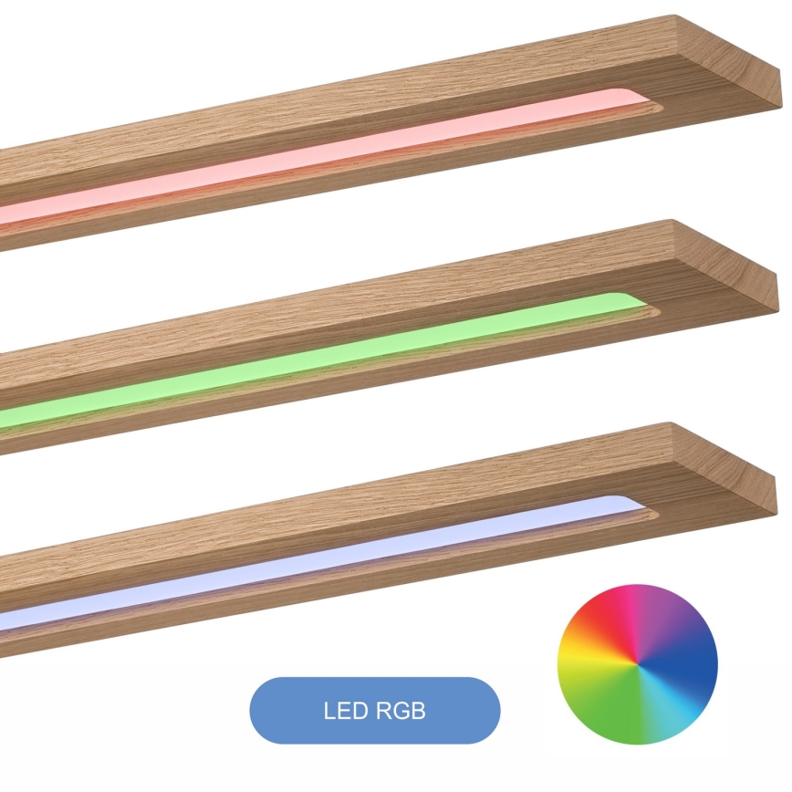 Brilagi - LED RGBW Painel com regulação WOODY FRAME LED/34W/230V 11,5x123 cm 2700-6500K carvalho + comando