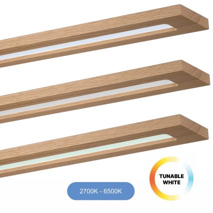 Brilagi - LED RGBW Painel com regulação WOODY FRAME LED/34W/230V 11,5x123 cm 2700-6500K carvalho + comando