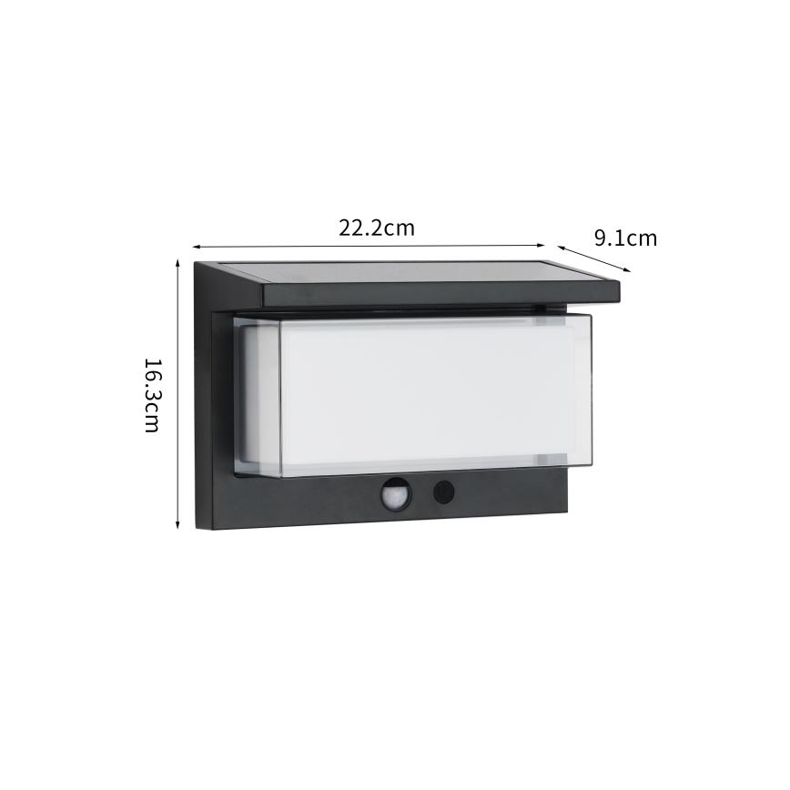 Brilagi - Luminária de parede solar LED com sensor SUN LUME LED/10W/3,7V 4000 mAh IP44
