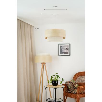 Brilagi - Candeeiro suspenso com cabo ARIZONA BOHO 1xE27/15W/230V diâmetro 45 cm bege/branco