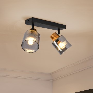 Brilagi - Luminária de focos HYGGE 2xE14/15W/230V preto/fumado