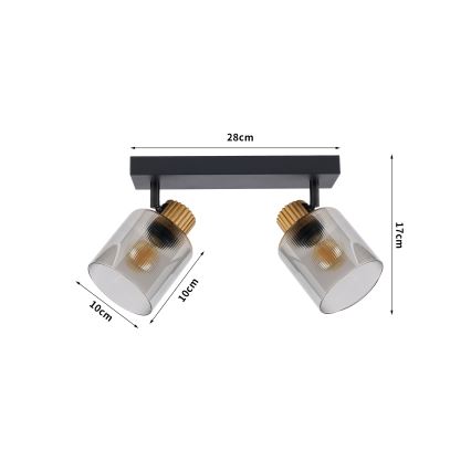 Brilagi - Luminária de focos HYGGE 2xE14/15W/230V preto/fumado