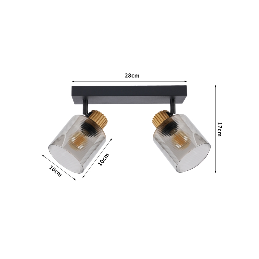 Brilagi - Luminária de focos HYGGE 2xE14/15W/230V preto/fumado