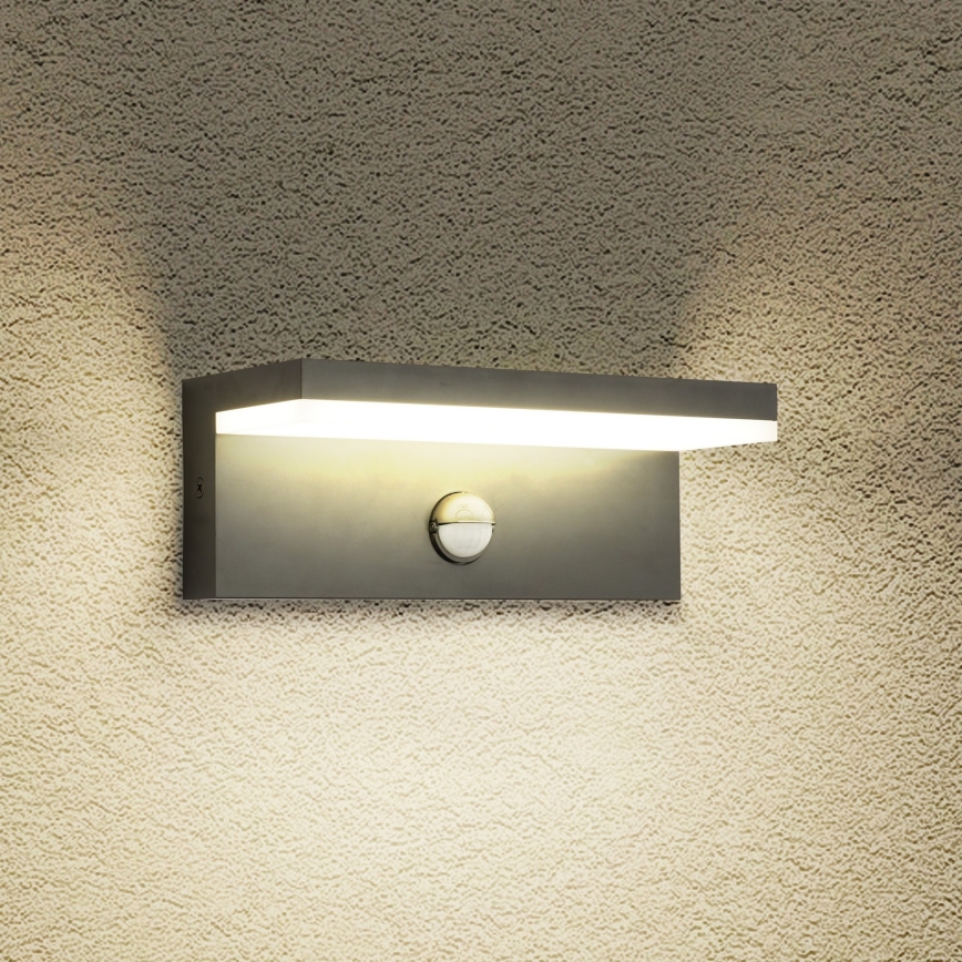 Brilagi - Luminária de Parede Externa LED com Sensor TESSI LED/10W/230V antracite IP54