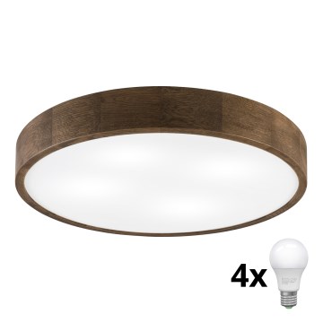 Brilagi - Luminária de Tecto LED CARVALHO 4xE27/60W/230V em carvalho noz diâmetro 57,5 cm