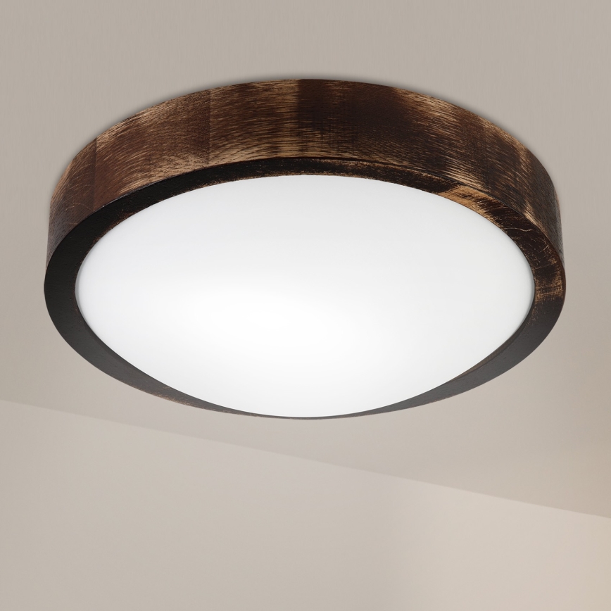 Brilagi - Luminária de teto CARVALHO SLIM SMOKEY 1xE27/60W/230V, acabamento em carvalho, Ø 27,5 cm