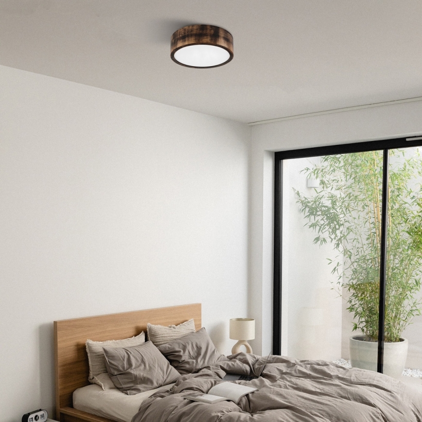 Brilagi - Luminária de teto CARVALHO SMOKEY 1xE27/60W/230V, carvalho, diâmetro 27,5 cm