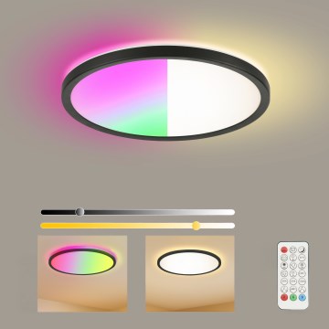 Brilagi - Luminária de teto dimerizável ULTRA SLIM LED RGBW/18W/230V 2700-6500K Ø 30 cm preta + controlo remoto