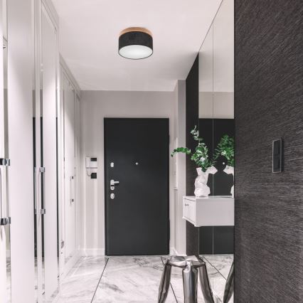 Brilagi - Luminária de Teto LED BELLADONNA 1xE27/15W/230V diâmetro 30 cm preto/carvalho