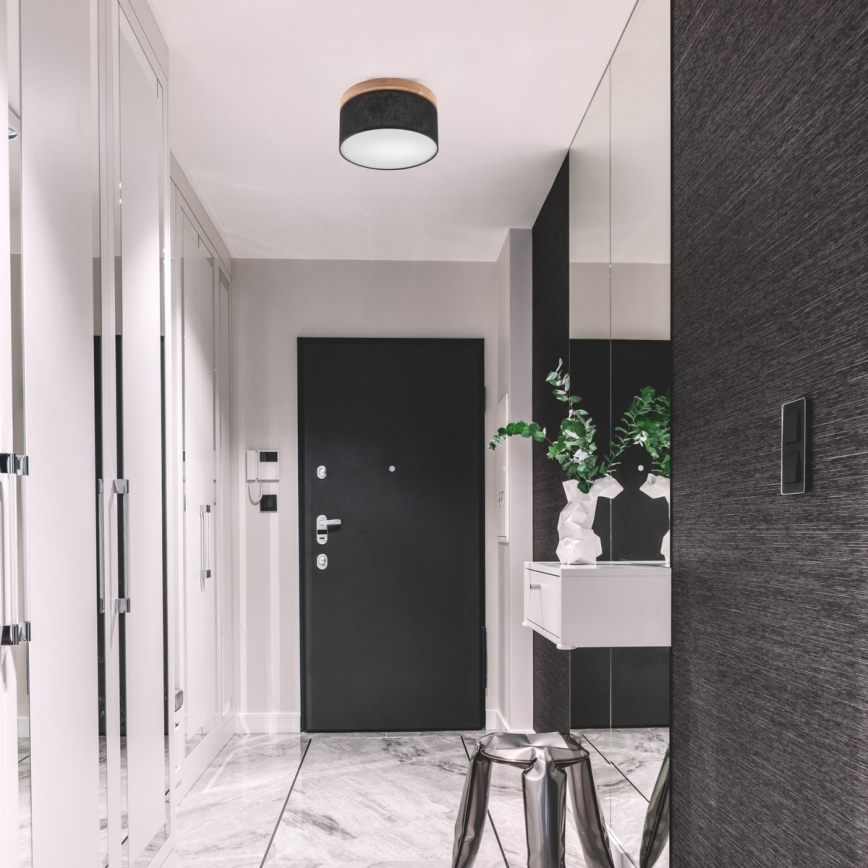 Brilagi - Luminária de Teto LED BELLADONNA 1xE27/15W/230V diâmetro 30 cm preto/carvalho