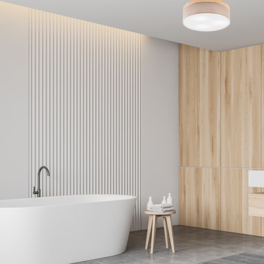 Brilagi - Luminária de Teto LED BELLADONNA 3xE27/15W/230V diâmetro 50 cm bege/pinho