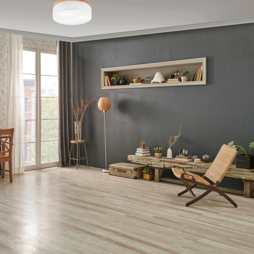 Brilagi - Luminária de Teto LED BELLADONNA 3xE27/15W/230V diâmetro 50 cm branco/carvalho