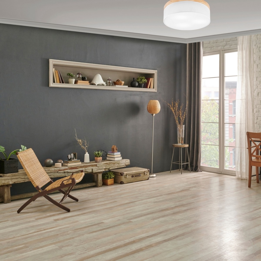 Brilagi - Luminária de Teto LED BELLADONNA 3xE27/15W/230V diâmetro 50 cm branco/pinho